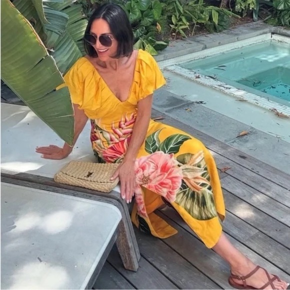 FARM Rio Dresses & Skirts - FARM Rio Yellow Tropical Floral Maxi Dress
